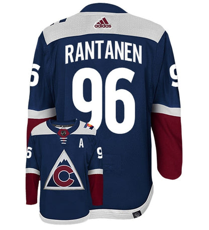 Mikko Rantanen Colorado Avalanche Adidas Primegreen Authentic Alternate NHL Hockey Jersey - Back/Front View