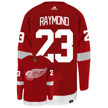 Lucas Raymond Detroit Red Wings Adidas Primegreen Authentic Home NHL Hockey Jersey - Back/Front View