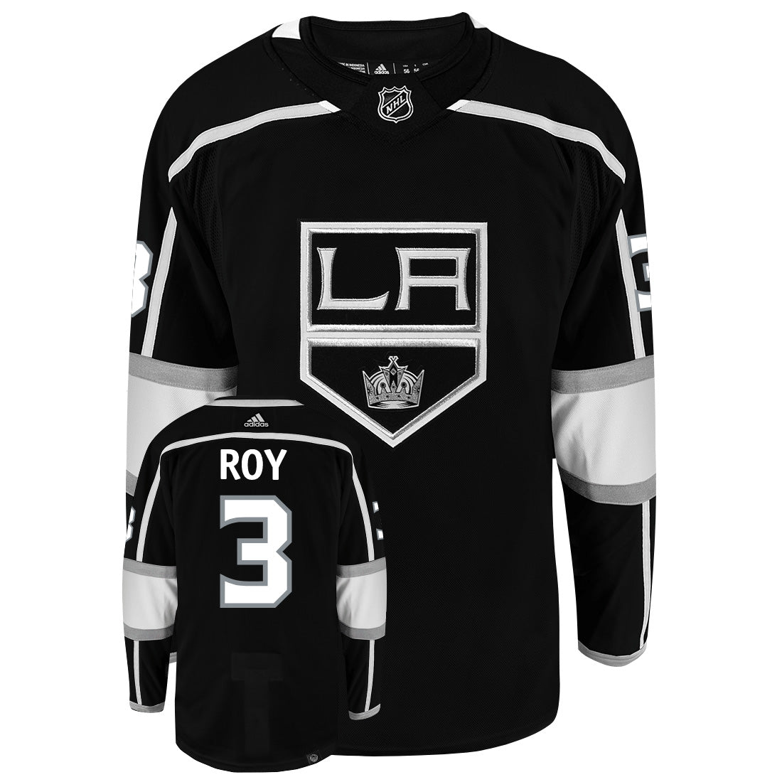 Matt Roy Los Angeles Kings Adidas Primegreen Authentic Home NHL Hockey Jersey - Front/Back View