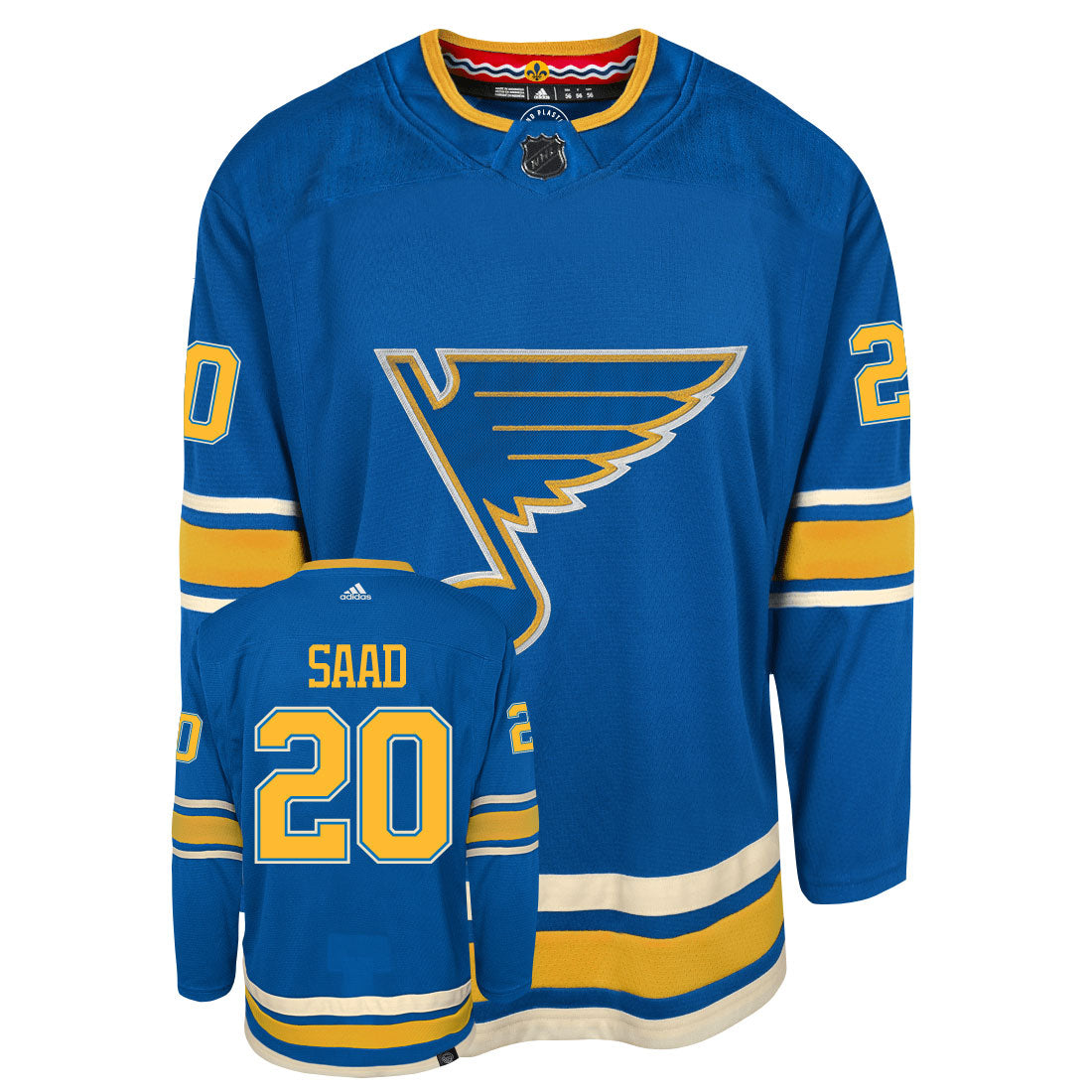 Brandon Saad St Louis Blues Adidas Primegreen Authentic Third Alternate NHL Hockey Jersey - Front/Back View