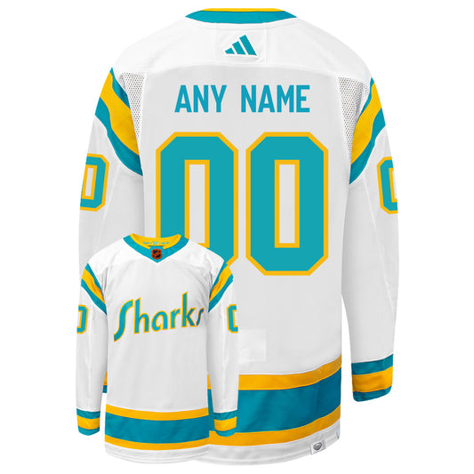 Customizable San Jose Sharks Adidas 2022 Primegreen Reverse Retro Authentic NHL Hockey Jersey