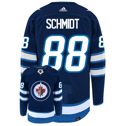Nate Schmidt Winnipeg Jets Adidas Primegreen Authentic Home NHL Hockey Jersey - Back/Front View