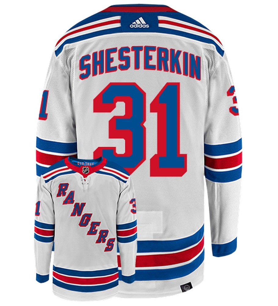 Igor Shesterkin New York Rangers Adidas Primegreen Authentic Away NHL Hockey Jersey - Back/Front View