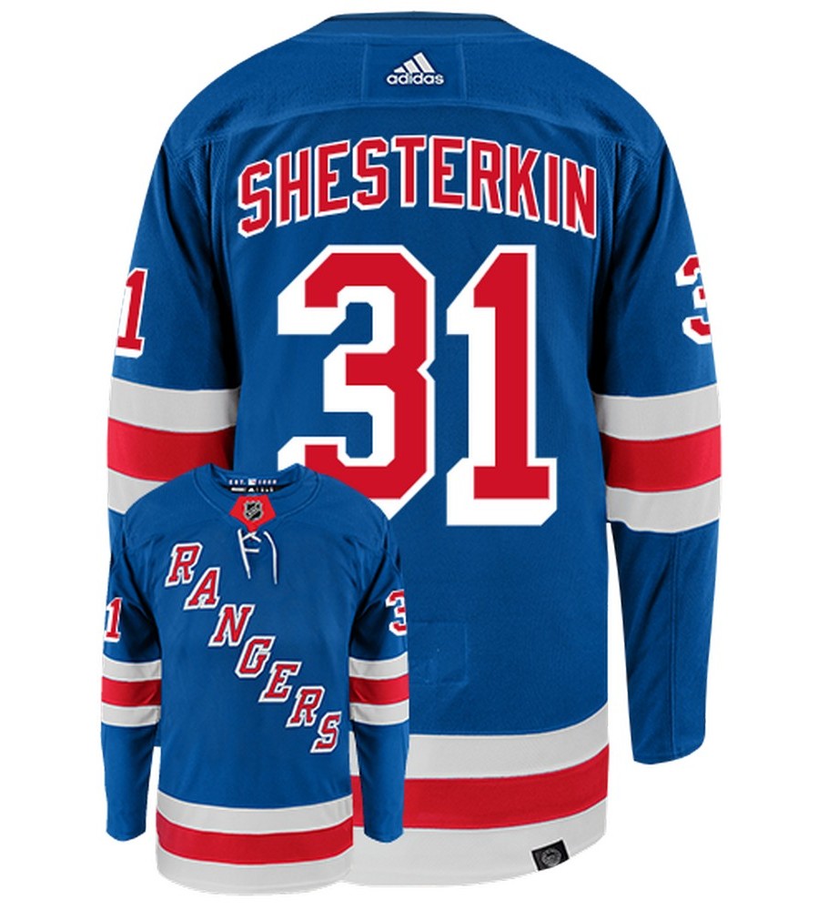 Igor Shesterkin New York Rangers Adidas Primegreen Authentic Home NHL Hockey Jersey - Back/Front View