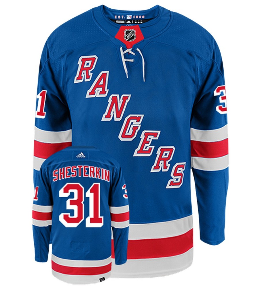 Igor Shesterkin New York Rangers Adidas Primegreen Authentic Home NHL Hockey Jersey - Front/Back View