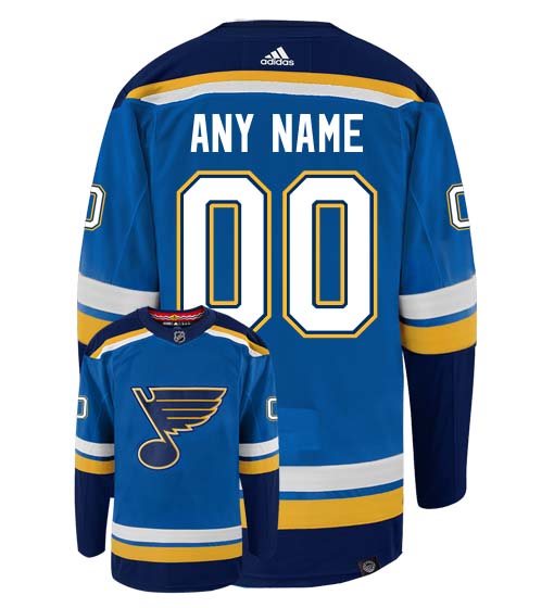 St Louis Blues Adidas Primegreen Authentic Home NHL Hockey Jersey - Back/Front View