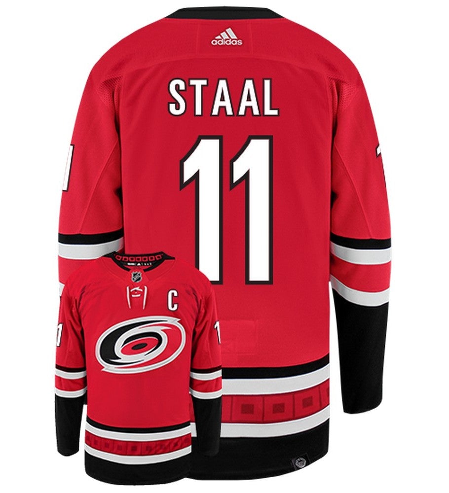 Jordan Staal Carolina Hurricanes Adidas Primegreen Authentic Home NHL Hockey Jersey - Back/Front View