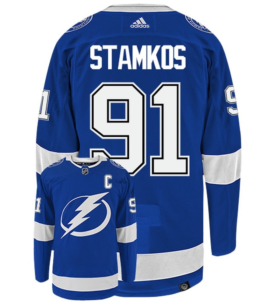 Steven Stamkos Tampa Bay Lightning Adidas Primegreen Authentic Home NHL Hockey Jersey - Back/Front View