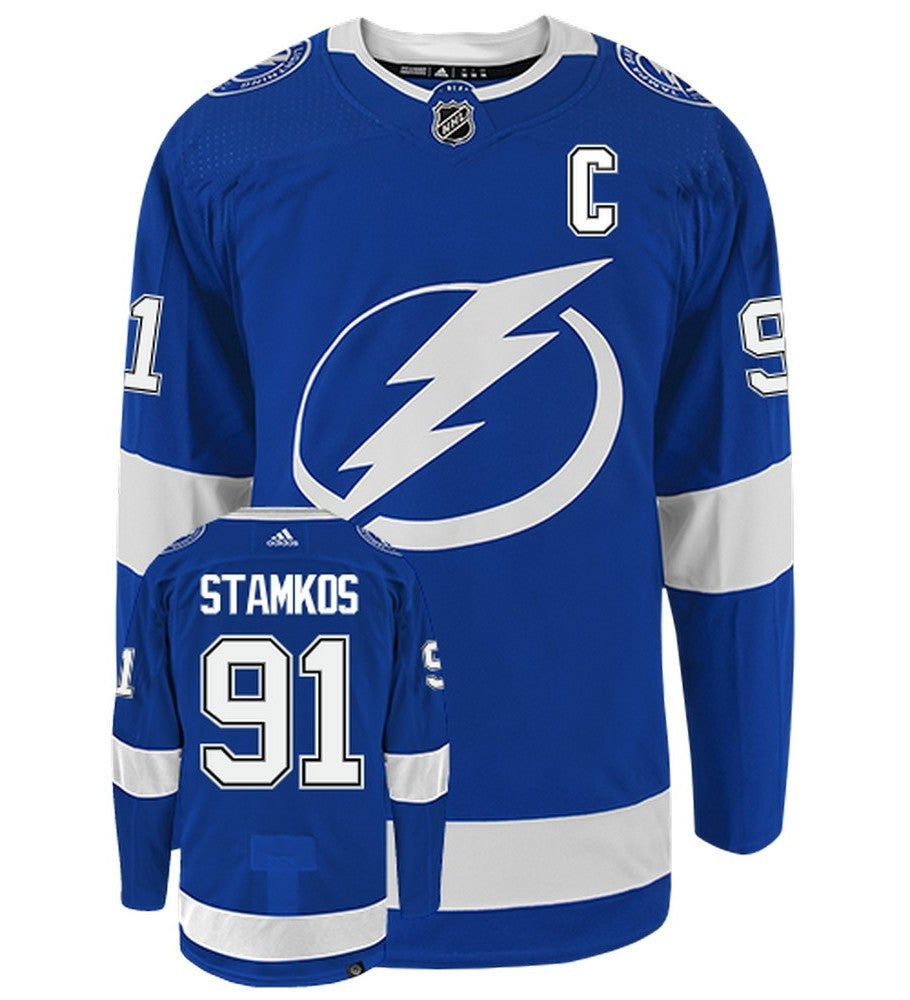 Steven Stamkos Tampa Bay Lightning Adidas Primegreen Authentic Home NHL Hockey Jersey - Front/Back View