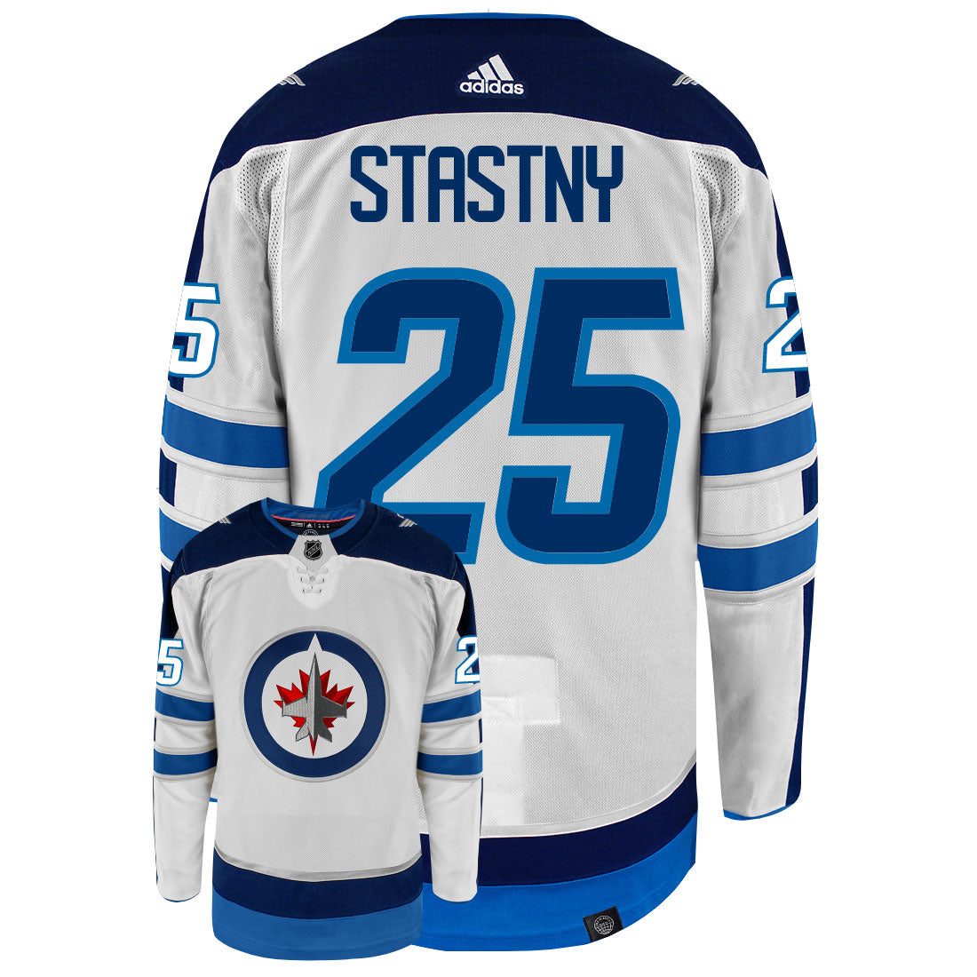 Paul Stastny Winnipeg Jets Adidas Primegreen Authentic Away NHL Hockey Jersey - Back/Front View