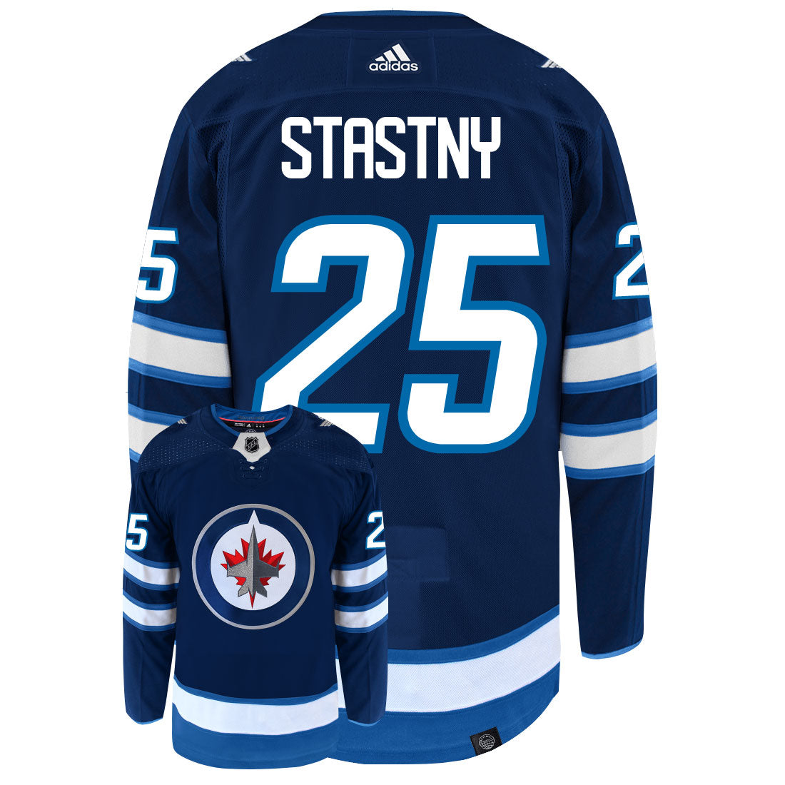 Paul Stastny Winnipeg Jets Adidas Primegreen Authentic Home NHL Hockey Jersey - Back/Front View