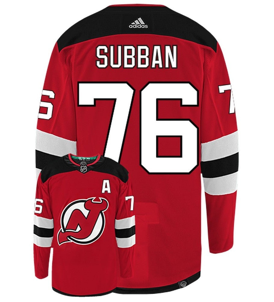 PK Subban New Jersey Devils Adidas Primegreen Authentic Home NHL Hockey Jersey - Back/Front View
