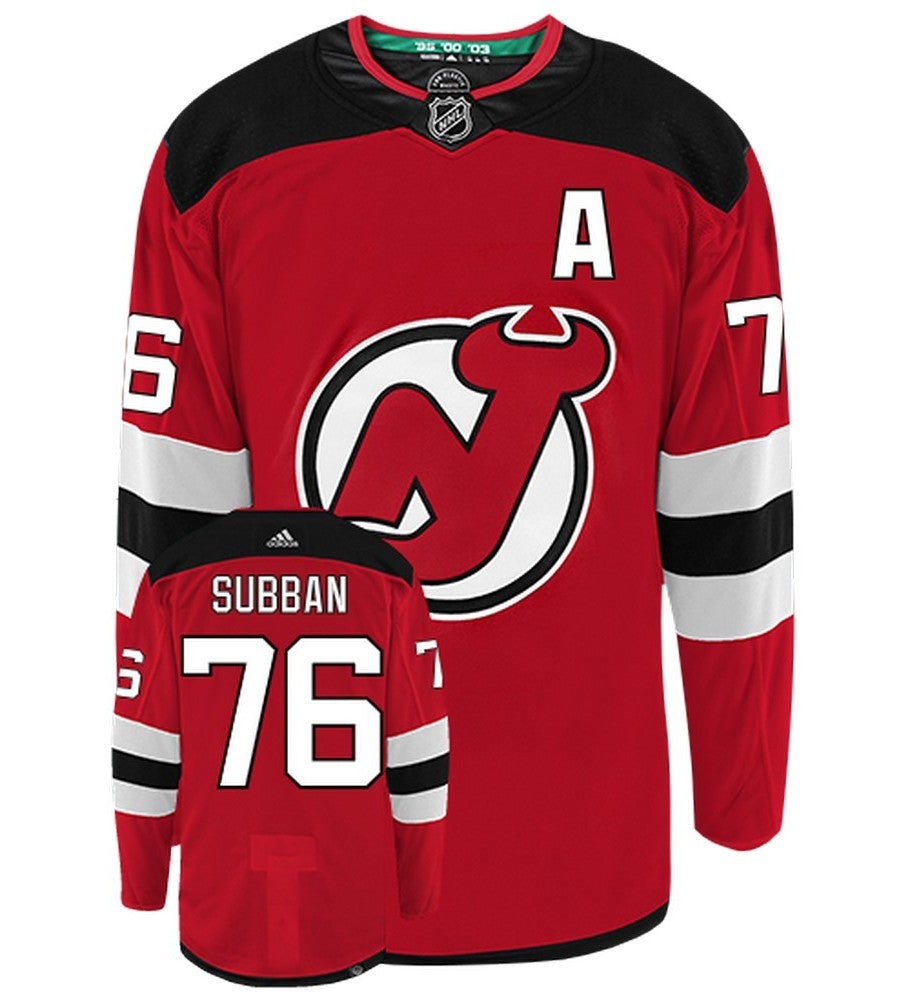 PK Subban New Jersey Devils Adidas Primegreen Authentic Home NHL Hockey Jersey - Front/Back View