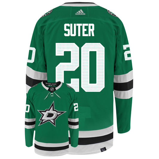 Ryan Suter Dallas Stars Adidas Primegreen Authentic Home NHL Hockey Jersey - Back/Front View