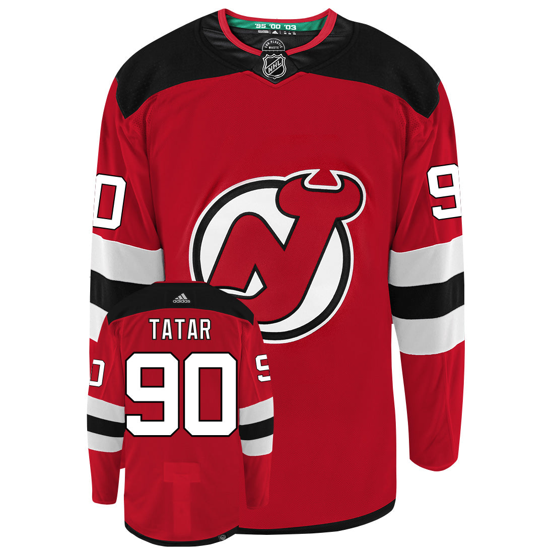 Tomas Tatar New Jersey Devils Adidas Primegreen Authentic NHL Hockey Jersey - Front/Back View