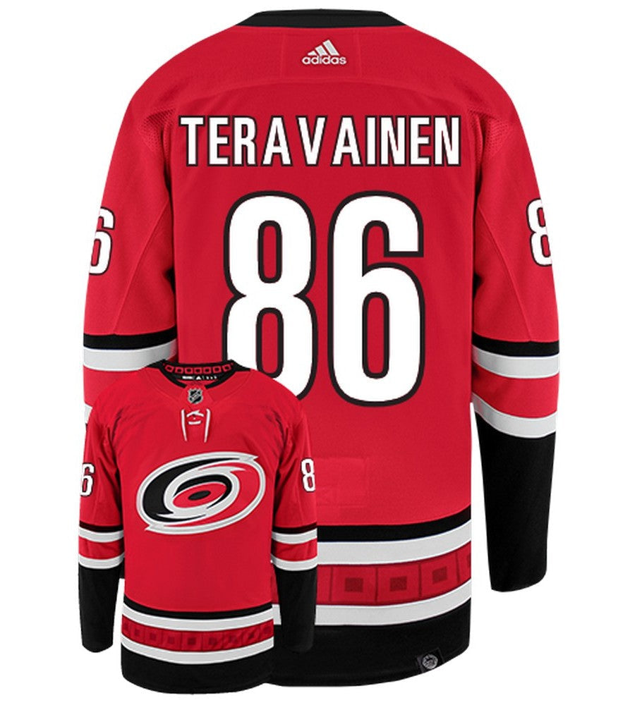 Teuvo Teravainen Carolina Hurricanes Adidas Primegreen Authentic Home NHL Hockey Jersey - Back/Front View
