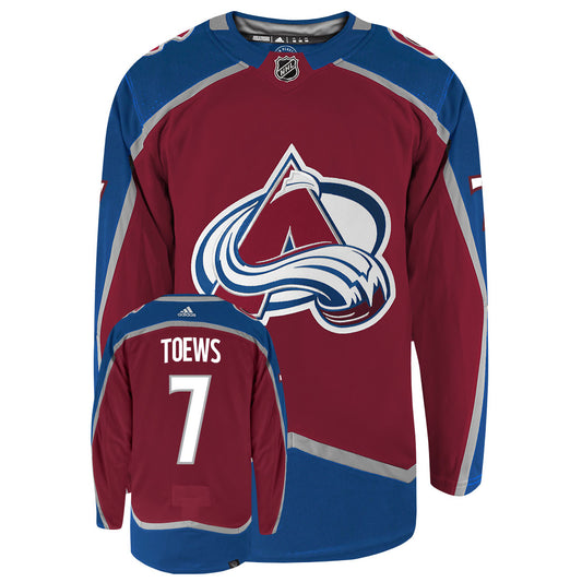 Devon Toews Colorado Avalanche Adidas Primegreen Authentic Home NHL Hockey Jersey - Front/Back View