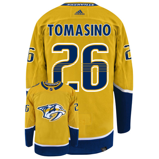 Philip Tomasino Nashville Predators Adidas Primegreen Authentic NHL Hockey Jersey - Back/Front View