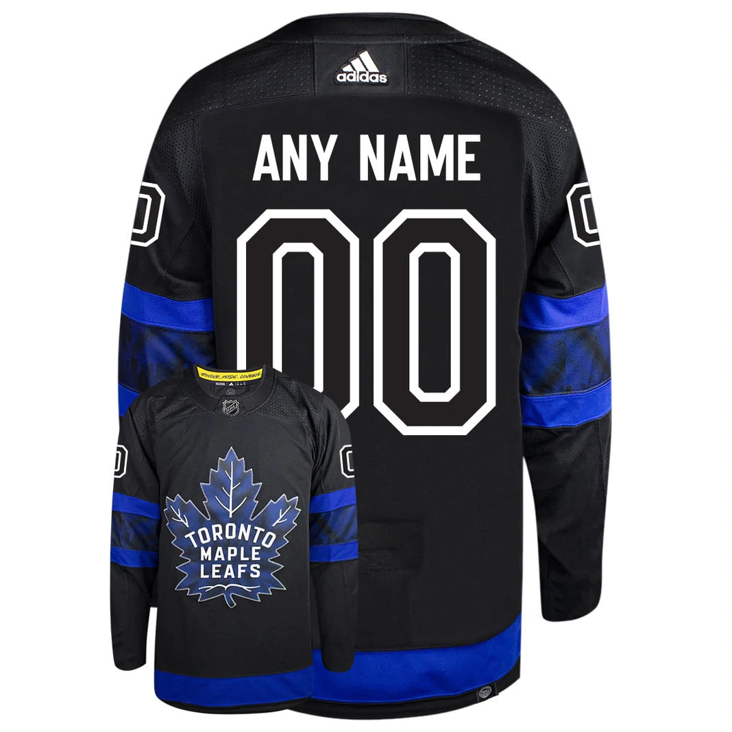 Toronto Maple Leafs Adidas Primegreen Authentic NHL Bieber Hockey Jersey - Back/Front View