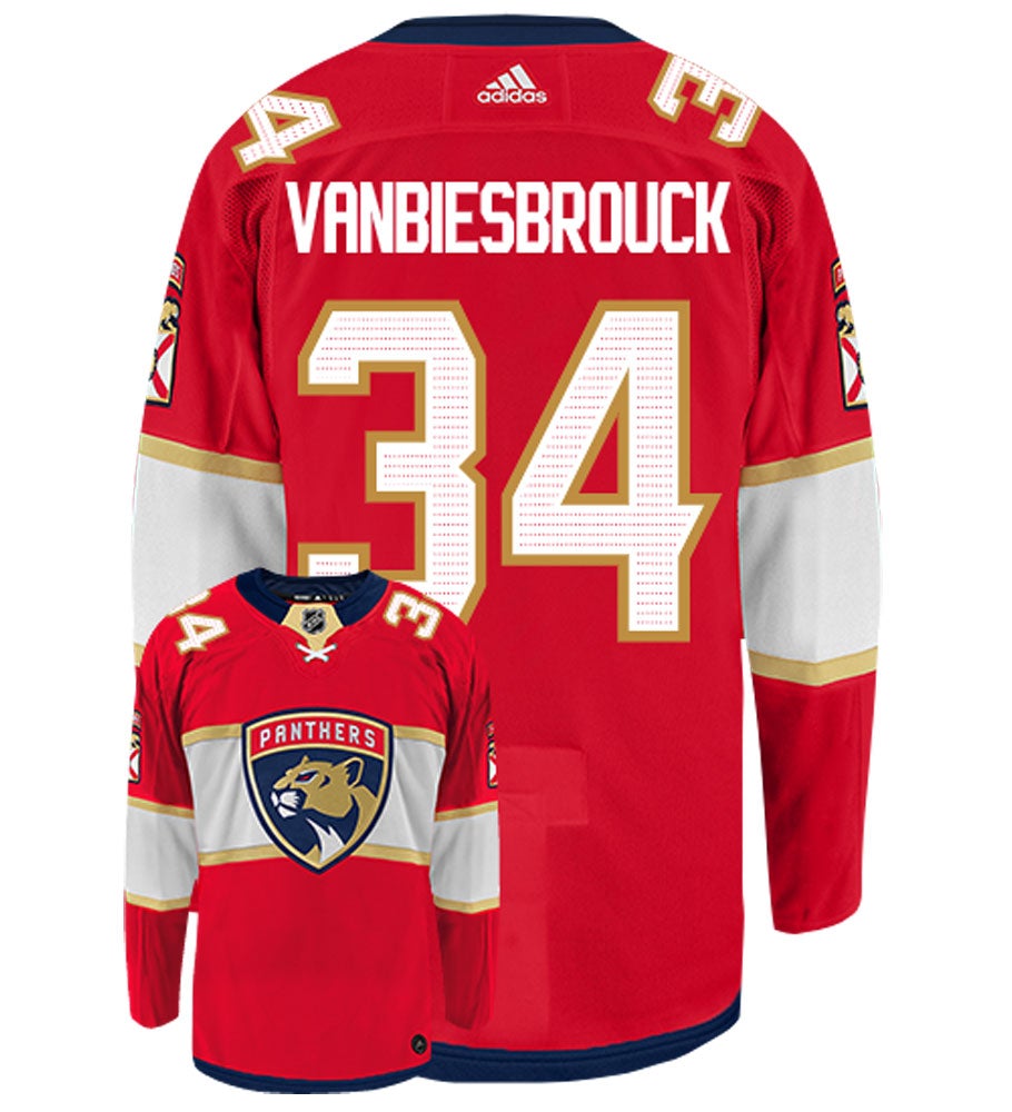 John Vanbiesbrouck Florida Panthers Adidas Authentic Home NHL Vintage Hockey Jersey