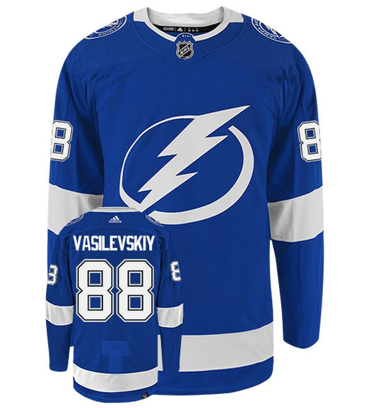 Andrei Vasilevskiy Tampa Bay Lightning Adidas Primegreen Authentic NHL Hockey Jersey - Front/Back View