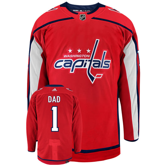 Washington Capitals Dad Number One Adidas Primegreen Authentic NHL Hockey Jersey - Front/Back View