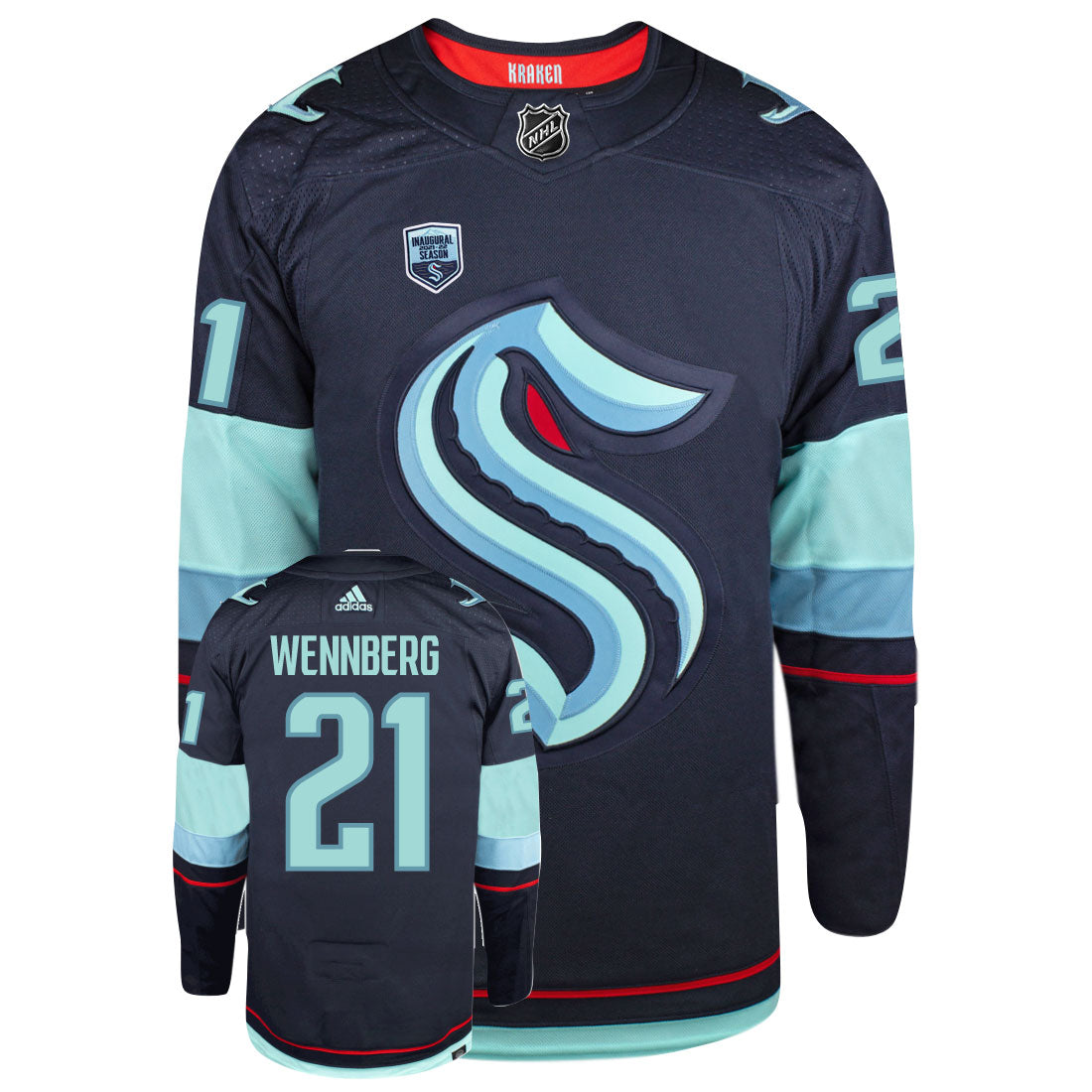 Alex Wennberg Seattle Kraken Adidas Primegreen Authentic Home NHL Hockey Jersey - Front/Back View
