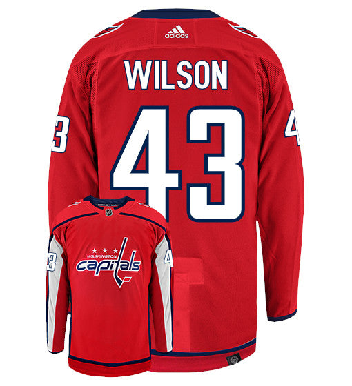 Tom Wilson Washington Capitals Adidas Primegreen Authentic NHL Hockey Jersey - Back/Front View