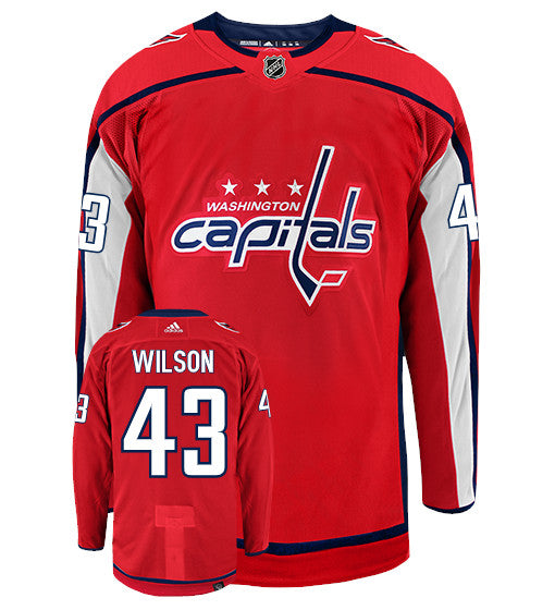 Tom Wilson Washington Capitals Adidas Primegreen Authentic NHL Hockey Jersey - Front/Back View