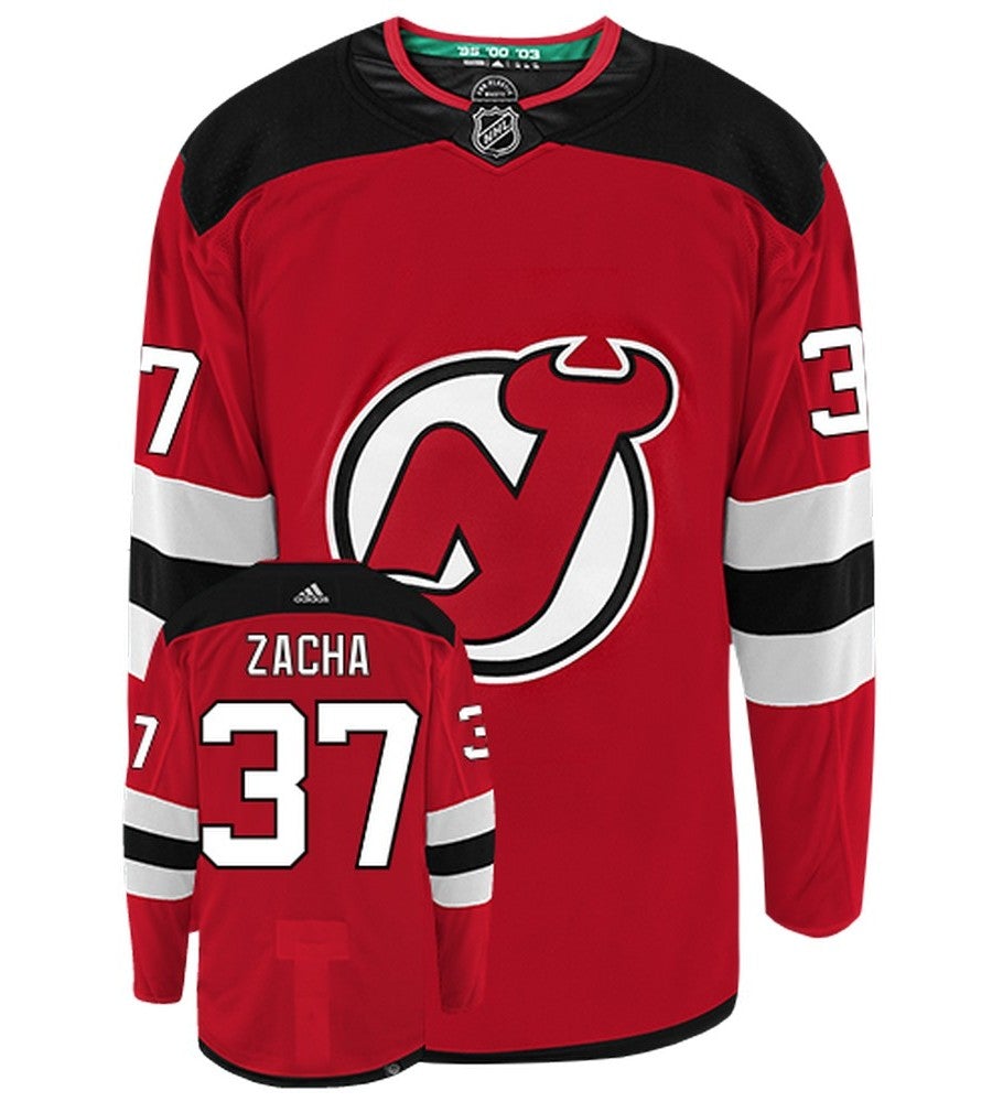 Pavel Zacha New Jersey Devils Adidas Primegreen Authentic Home NHL Hockey Jersey - Front/Back View